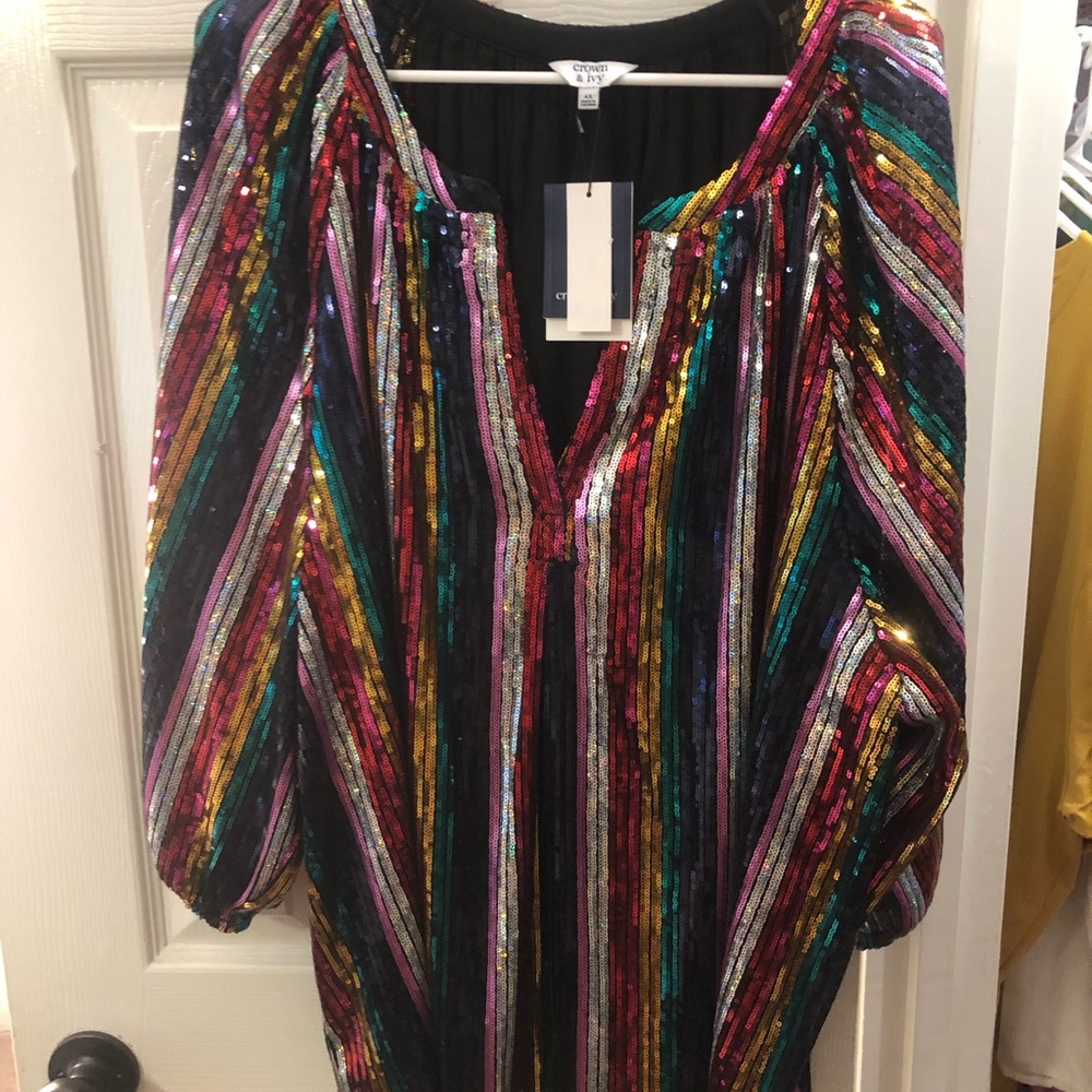 COPY - Crown & Ivy Sparkly Rainbow Top